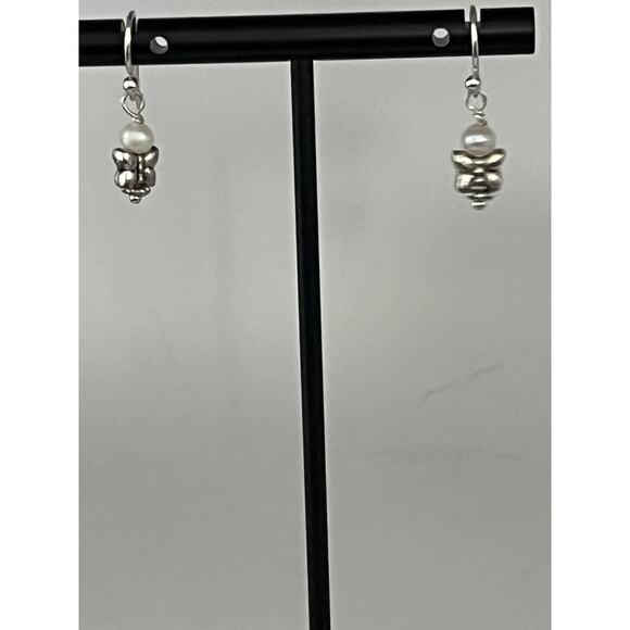 Nadine Leo Mississippi River Pearl Co Sterling Silver Pearl Earrings - Picture 1 of 2